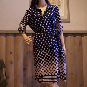 Navy and Pale Pink Dot Dress